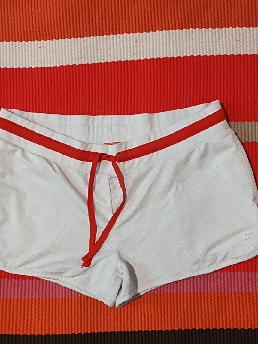 Nike White Women's Athletic Shorts with Red Trim